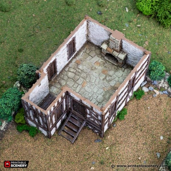 Tabletop Terrain Building Wattle and Daub Barlyway Cottage - Country & King - Fantasy Historical Building