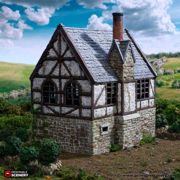 Tabletop Terrain Building Wattle and Daub Stone Manor - Country & King - Fantasy Historical Building