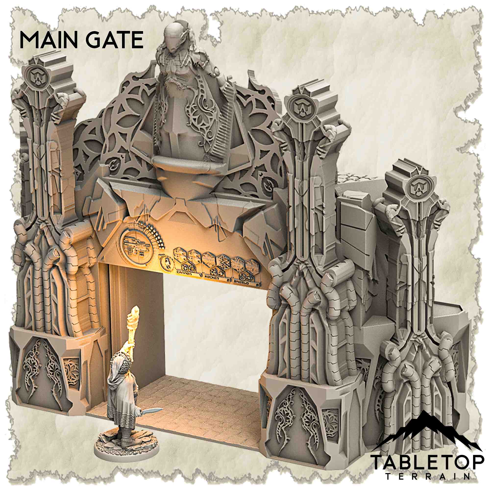 Main Gate - Abandoned Base of Space Elves - Sawant3D - cheapest 3D Printed Tabletop Miniature for Wargaming, D&D, Pathfinder