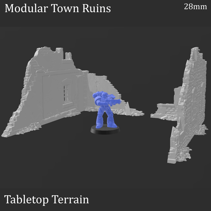 Tabletop Terrain Ruins Modular Town Ruins - WWII Terrain Tabletop Terrain