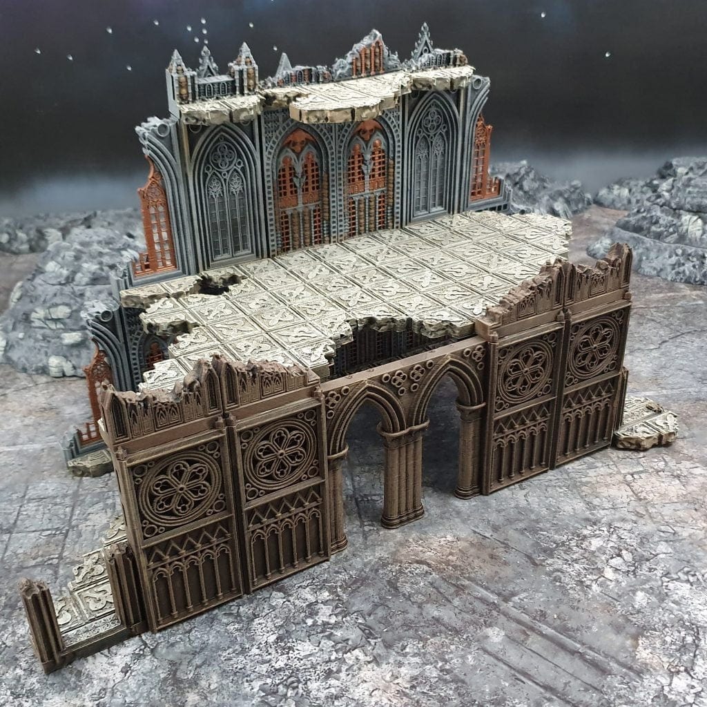 Cathedral Ruined Buttresses Corner shops Warhammer 40k Terrain for Dungeons and Dragons, D&D, DnD, Pathfinder, Wargaming, 28mm Table Top Miniature