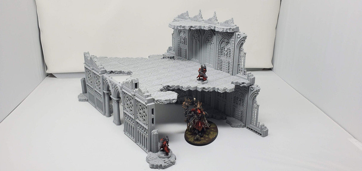 Tabletop Terrain Ruins Ruined Cathedral Triforium - Openlock - 40k Terrain