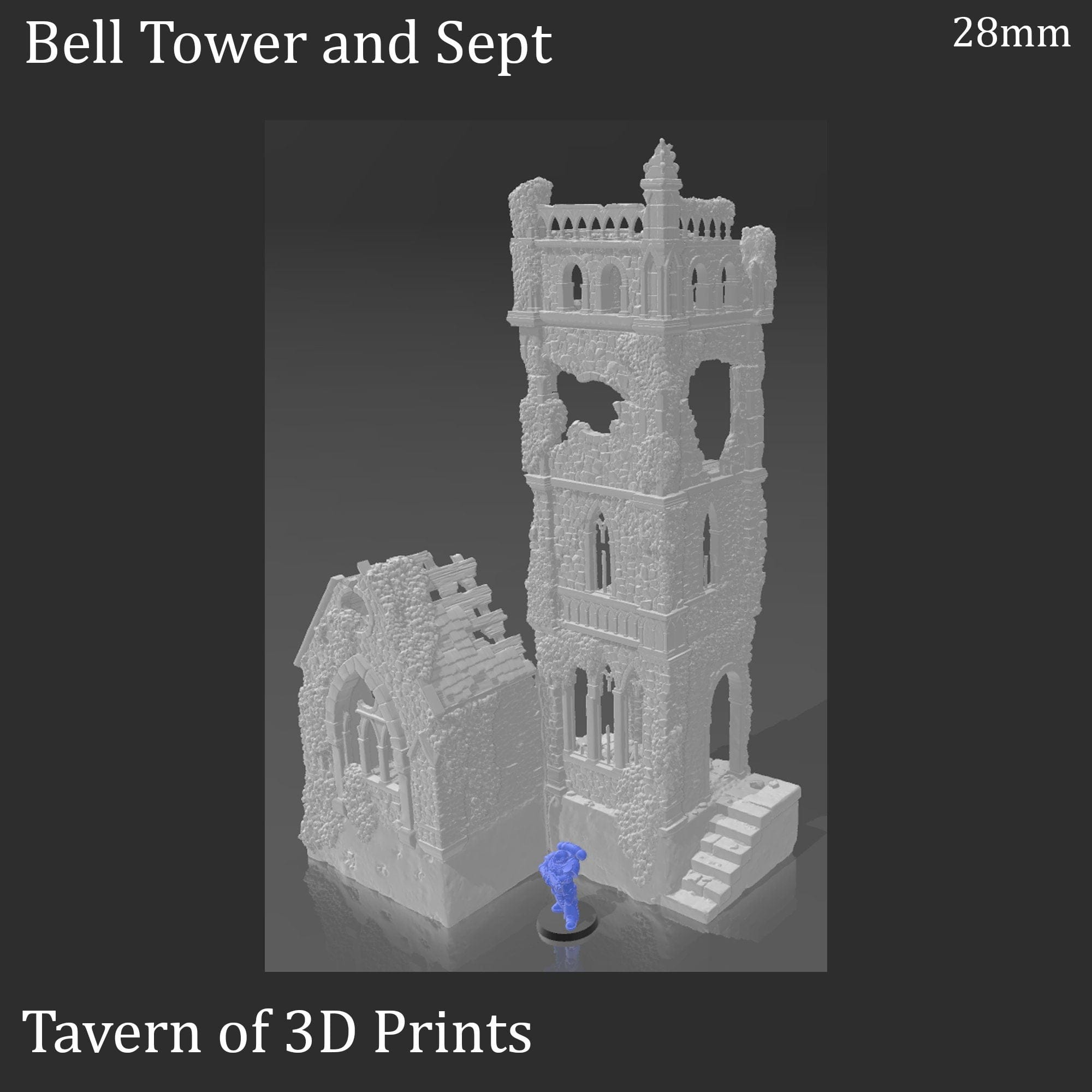 Ruined Church - Bell Tower and Sept – Tabletop Terrain