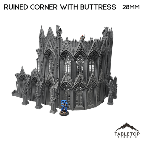 Tabletop Terrain Ruins Ruined Corner with Buttresses - Openlock - 40k Terrain