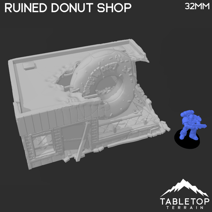 Tabletop Terrain Ruins Ruined Donut Shop - Marvel Crisis Protocol Ruins Tabletop Terrain