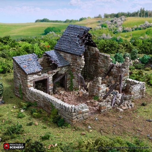 Tabletop Terrain Ruins Ruined Farm Pig Pen - Country & King - Fantasy Historical Building