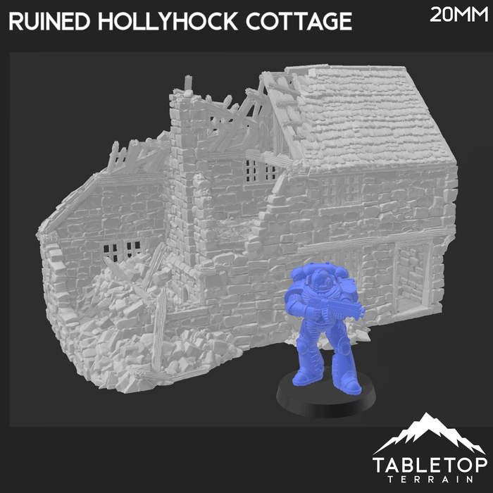 Tabletop Terrain Ruins Ruined Hollyhock Cottage - Country & King - Fantasy Historical Ruins