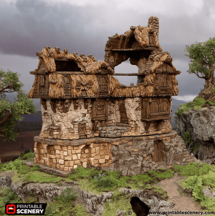 Tabletop Terrain Ruins Ruined Longhouse - Hagglethorn Hollow - Fantasy Ruins Tabletop Terrain