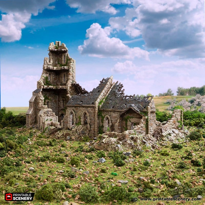Tabletop Terrain Ruins Ruined Norman Church - Country & King - Fantasy Historical Ruins Tabletop Terrain