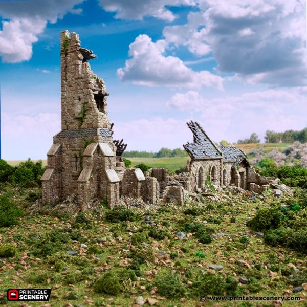 Tabletop Terrain Ruins Ruined Norman Church - Country & King - Fantasy Historical Ruins Tabletop Terrain