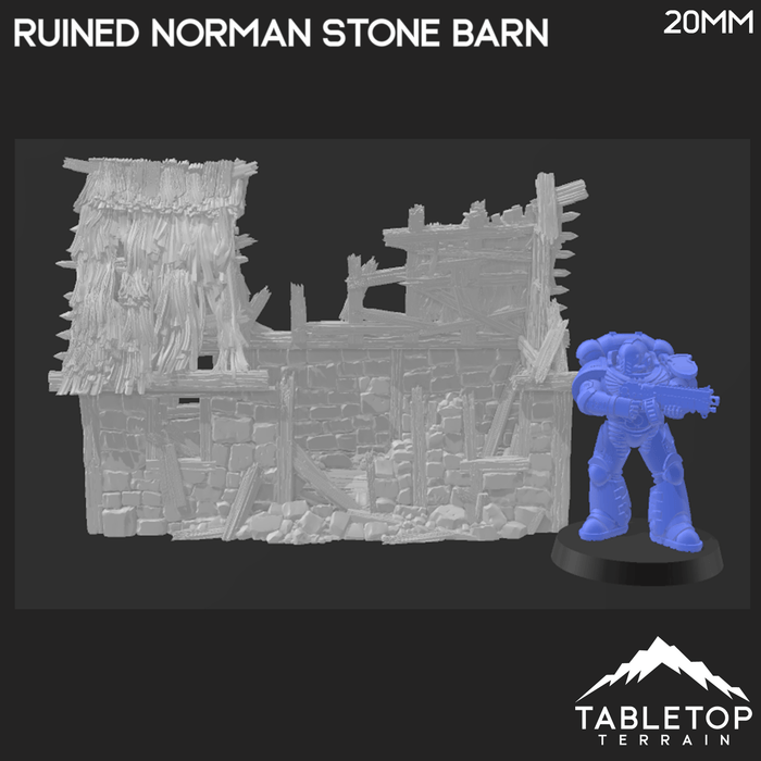 Tabletop Terrain Ruins Ruined Norman Stone Barn - Country & King - Fantasy Historical Ruins