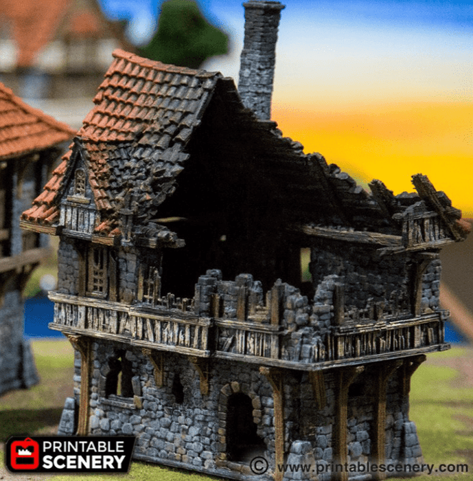 Tabletop Terrain Ruins Ruined Port House - Fantasy Ruins