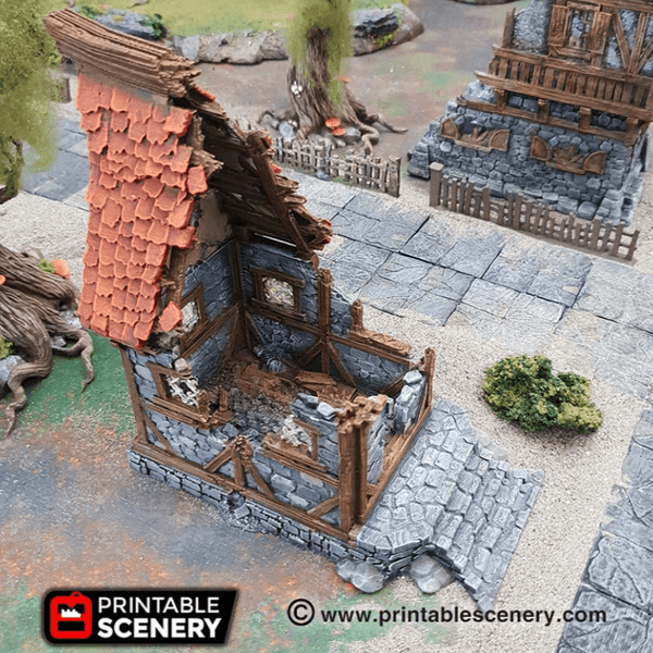 Tabletop Terrain Ruins Ruined Small Cottage - Fantasy Ruins