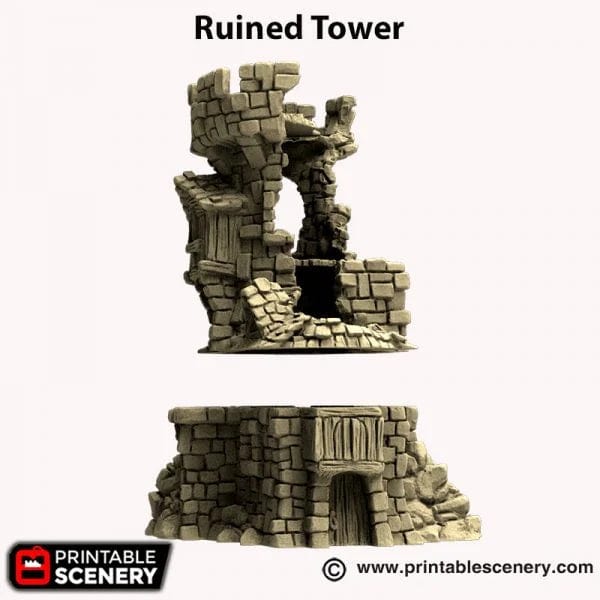 Tabletop Terrain Ruins Ruined Tower - Hagglethorn Hollow - Fantasy Ruins Tabletop Terrain