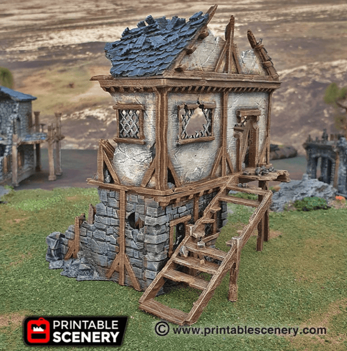 Tabletop Terrain Ruins Ruined Townhouse - Fantasy Ruins