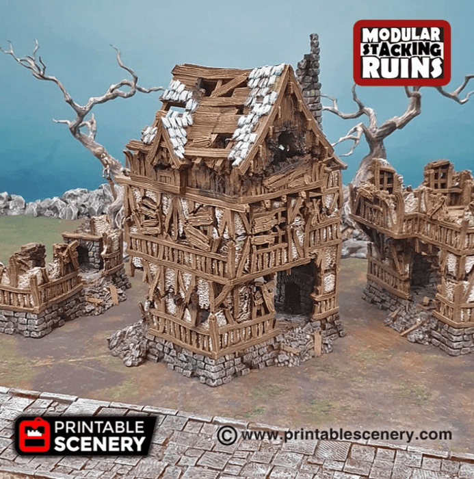 Tabletop Terrain Ruins Squatter Townhouse - Fantasy Ruins