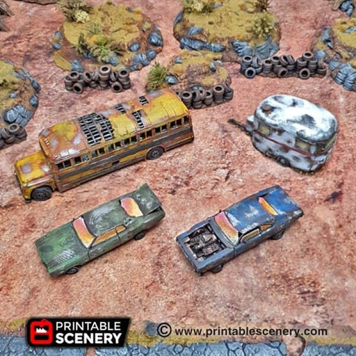 Tabletop Terrain Scatter Terrain Abandoned Vehicles - Apocalyptic Scatter Terrain