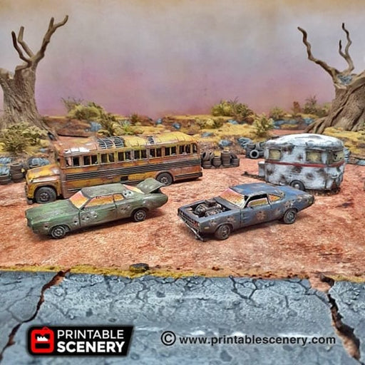 Tabletop Terrain Scatter Terrain Abandoned Vehicles - Apocalyptic Scatter Terrain