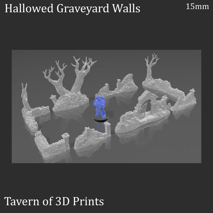 Tabletop Terrain Scatter Terrain Hallowed Graveyard Walls - Trees - Fantasy Terrain Tabletop Terrain