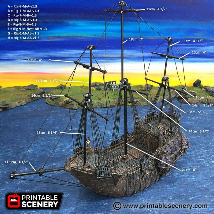 Tabletop Terrain Ship Black Ship - Pirate Ship Tabletop Terrain