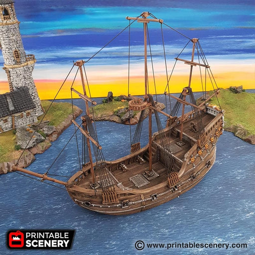 Tabletop Terrain Ship Fluyt - Pirate Ship Tabletop Terrain