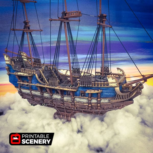 Tabletop Terrain Ship Flying Frigate - Flying Pirate Ship