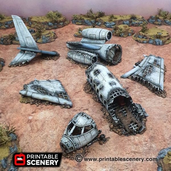 Tabletop Terrain Terrain Crashed Airplane - Apocalyptic Terrain
