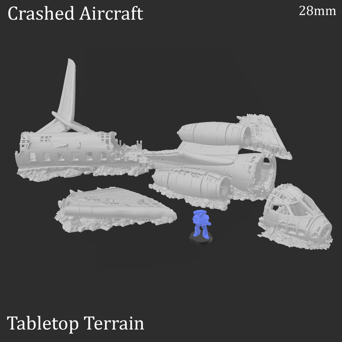 Tabletop Terrain Terrain Crashed Airplane - Apocalyptic Terrain Tabletop Terrain