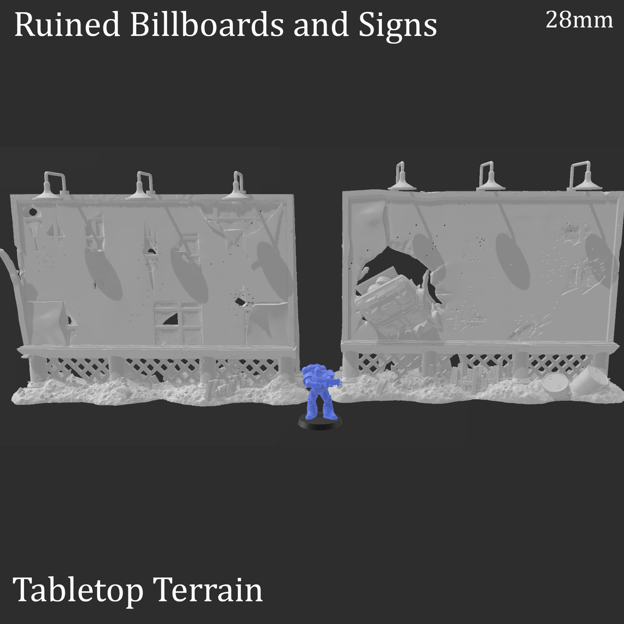 Tabletop Terrain Terrain Ruined Billboards and Signs - Apocalyptic Terrain