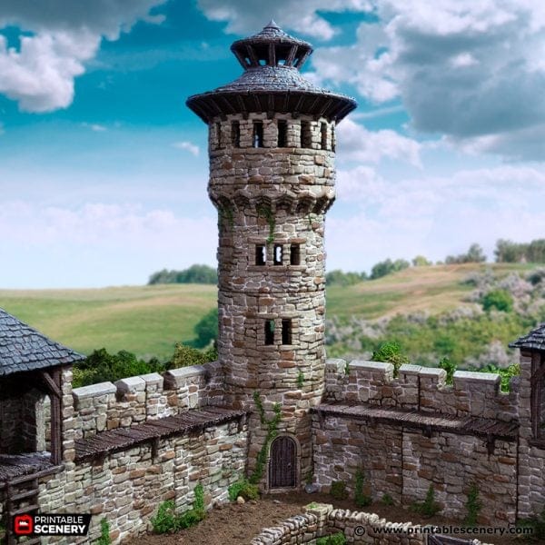 Tabletop Terrain Tower King's Round Tower - Country & King - Fantasy Historical Building