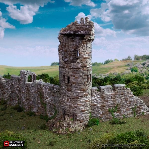 Tabletop Terrain Tower Ruined King's Round Tower - Country & King - Fantasy Historical Building