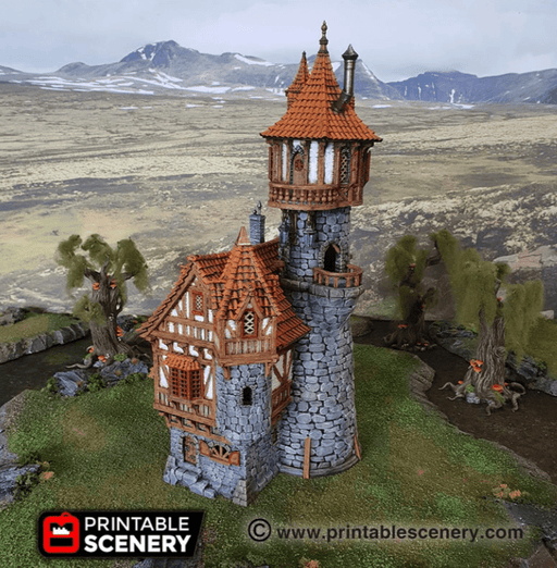 Tabletop Terrain Tower Sorcerer's Tower - Elven Fantasy Tower Tabletop Terrain
