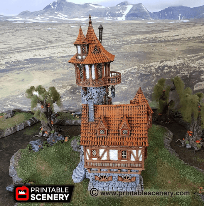 Tabletop Terrain Tower Sorcerer's Tower - Elven Fantasy Tower