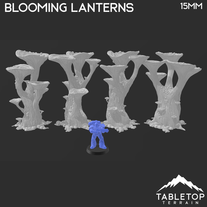 Tabletop Terrain Trees Blooming Lanterns - Fantasy Scatter Terrain / Trees Tabletop Terrain