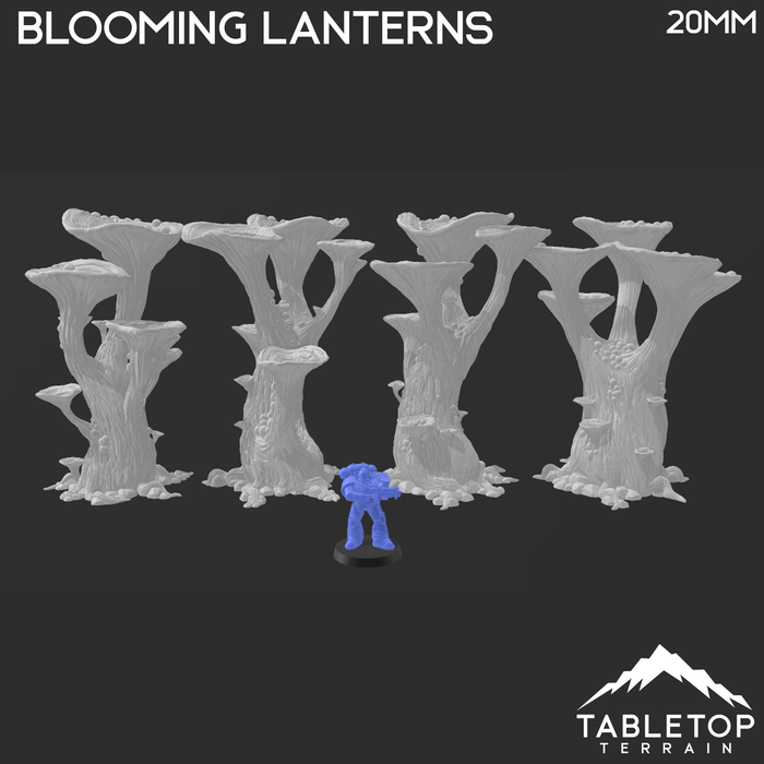 Tabletop Terrain Trees Blooming Lanterns - Fantasy Scatter Terrain / Trees Tabletop Terrain