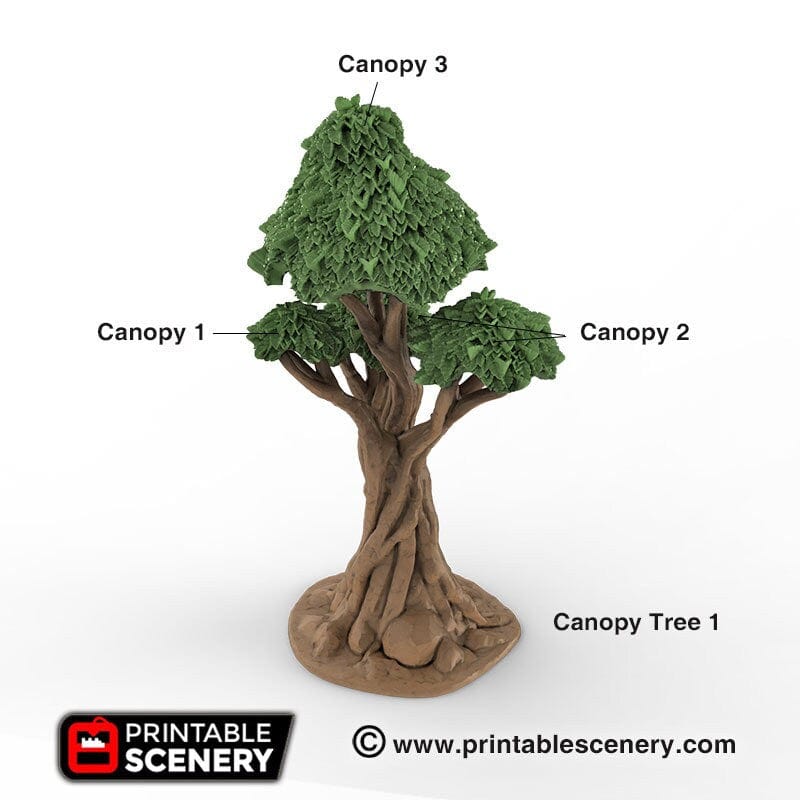 Tabletop Terrain Trees Gnarly Trees with Canopies - Scatter Terrain