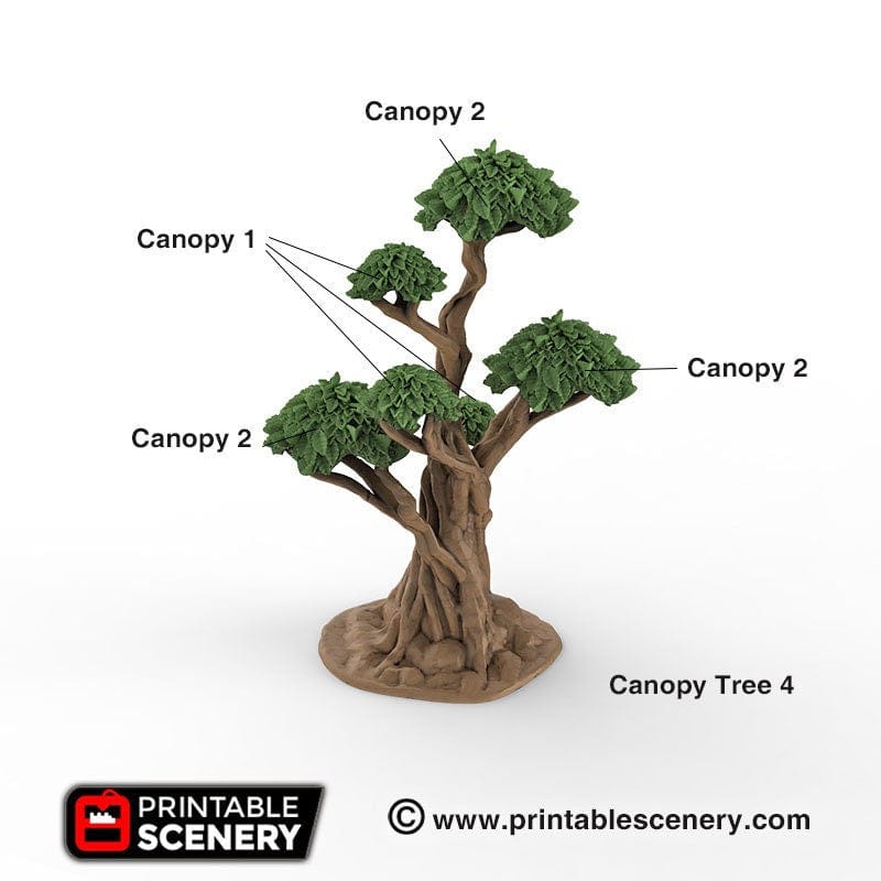 Tabletop Terrain Trees Gnarly Trees with Canopies - Scatter Terrain