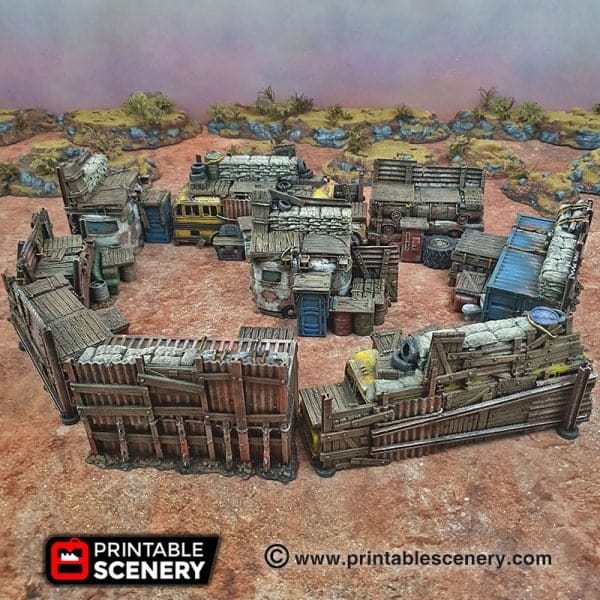 Tabletop Terrain Walls Junkfort Ramparts - Apocalyptic Terrain